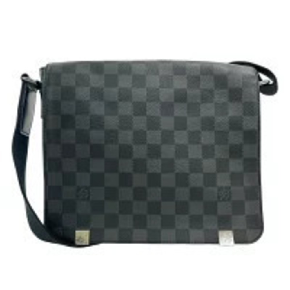 Louis Vuitton District Damier Canvas Shoulder Bag Graphite Black Gray
